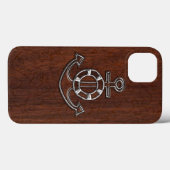 Nautisch mahogany Anchor Steel Case-Mate iPhone Case (Achterkant (horizontaal))