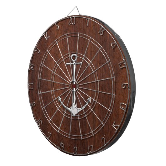 Nautisch mahogany Anchor Steel Dartbord (Voorkant Rechts)