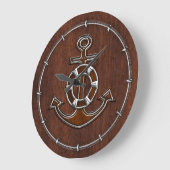 Nautisch mahogany Anchor Steel Grote Klok (Hoek)