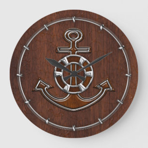 Nautisch mahogany Anchor Steel Grote Klok