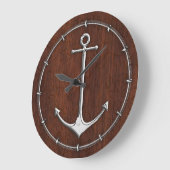 Nautisch mahogany Anchor Steel Grote Klok (Hoek)