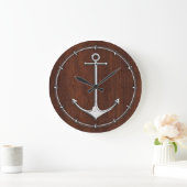 Nautisch mahogany Anchor Steel Grote Klok (Huis)
