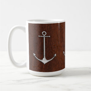 Nautisch mahogany Anchor Steel Koffiemok
