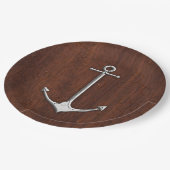 Nautisch mahogany Anchor Steel Papieren Bordje (Gekanteld)