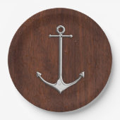 Nautisch mahogany Anchor Steel Papieren Bordje (Voorkant)
