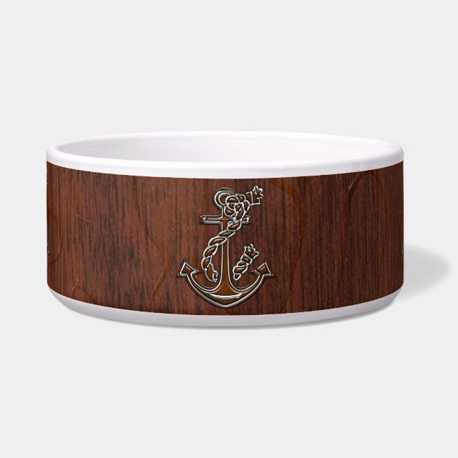 Nautisch mahogany Anchor Steel Voerbakje (Voorkant)