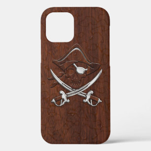 Nautisch mahogany Pirate Skull Steel Case-Mate iPhone Case
