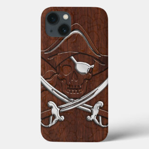 Nautisch mahogany Pirate Skull Steel Case-Mate iPhone Case