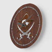 Nautisch mahogany Pirate Skull Steel Grote Klok (Hoek)