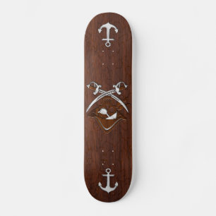 Nautisch mahogany Pirate Skull Steel Persoonlijk Skateboard