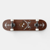 Nautisch mahogany Pirate Skull Steel Persoonlijk Skateboard (Horizontaal)