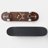 Nautisch mahogany Pirate Skull Steel Persoonlijk Skateboard (Horizontaal)