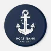 Nautisch marineblauw aangepaste bootnaam magneet (Voorkant)