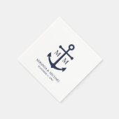 Nautisch marineblauw anker trouwfeest servet (Hoek)