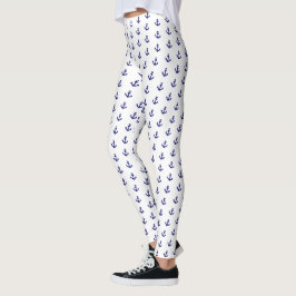 Nautisch  marineblauw ankerpatroon Leggin Leggings
