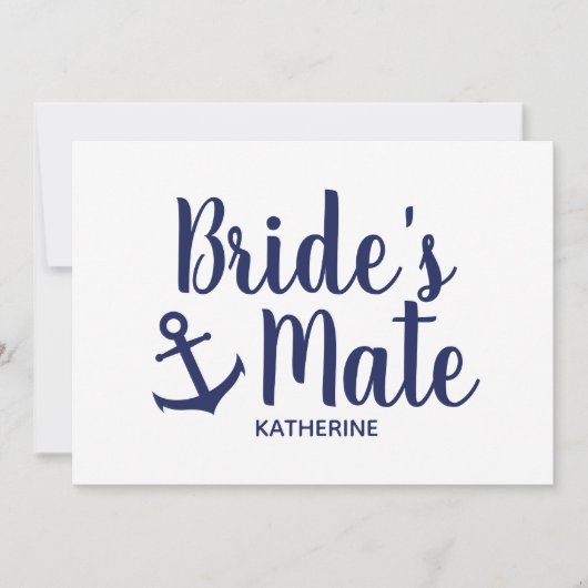 Nautisch marineblauw bruidsmaat anker bruidsmeisje kaart (Voorkant)