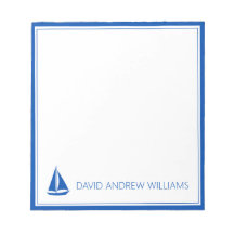 Nautisch marineblauw en witte zeilboot gepersonali