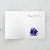 Nautisch marineblauw Happy Birthday Kaart (Binnen)