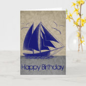 Nautisch marineblauw Happy Birthday Kaart (Gele Bloem)