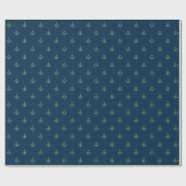 Nautisch marinepapier met goudveranker cadeaupapier (Vlak)