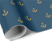 Nautisch marinepapier met goudveranker cadeaupapier (Rol Hoek)