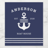 Nautisch maritieme anker oceaan meer huis wijn etiket (Enkel label)