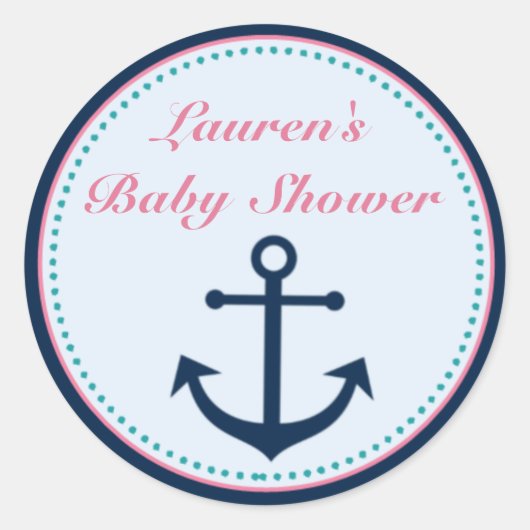 Nautisch Meisje Baby shower Favor Stickers (Voorkant)