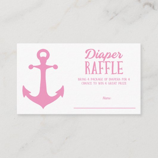 Nautisch Meisje Baby shower Luier Raffle Informatiekaartje (Voorkant)