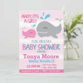 nautisch meisje Baby shower uitnodiging (Staand voorkant)