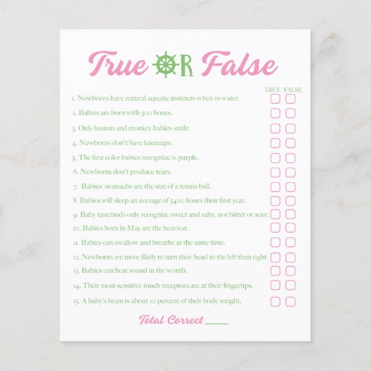 Nautisch Meisje Baby shower Ware Valse Game Flyer (Voorkant)