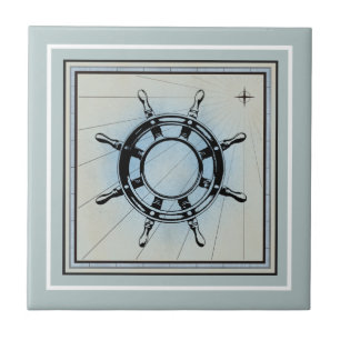 Nautisch met blauw keramisch scherm tegeltje