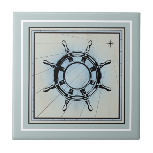 Nautisch met blauw keramisch scherm tegeltje (Voorkant)