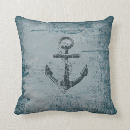 Nautisch, met een anker verzegeld blauw Sierkussen