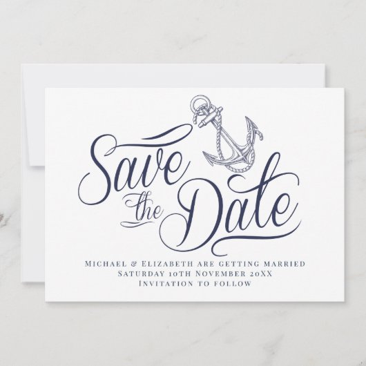 Nautisch moderne Save the Date Kaart (Voorkant)
