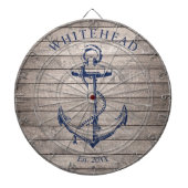 Nautisch Monogram Anker Beige Hout Dartbord (Voorkant)