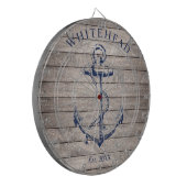 Nautisch Monogram Anker Beige Hout Dartbord (Voorkant Links)