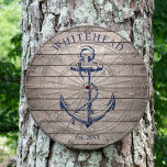 Nautisch Monogram Anker Beige Hout Dartbord<br><div class="desc">Gepersonaliseerd nautisch ankerontwerp. Geweldig voor een familiereünie,  bruiloft of familiegeschenk.</div>