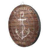 Nautisch Monogram Anker Bruin Hout Dartbord (Voorkant Rechts)