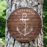 Nautisch Monogram Anker Bruin Hout Dartbord<br><div class="desc">Gepersonaliseerd nautisch ankerontwerp. Geweldig voor een familiereünie,  bruiloft of familiegeschenk.</div>