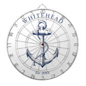 Nautisch Monogram Anker Wit Dartbord (Voorkant)