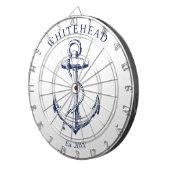 Nautisch Monogram Anker Wit Dartbord (Voorkant Rechts)