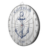 Nautisch Monogram Anker Wit Hout Dartbord (Voorkant Rechts)