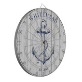 Nautisch Monogram Anker Wit Hout Dartbord (Voorkant Links)