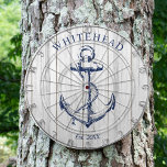 Nautisch Monogram Anker Wit Hout Dartbord<br><div class="desc">Gepersonaliseerd nautisch ankerontwerp. Geweldig voor een familiereünie,  bruiloft of familiegeschenk.</div>
