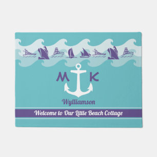 Nautisch monogram ankergolven Scheepsboot jacht Deurmat