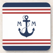 Nautisch monogram bier onderzetter (Voorkant)