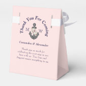 Nautisch Monogram Bloemen Anker Roze Navy Blauw Bedankdoosjes (Achterkant)