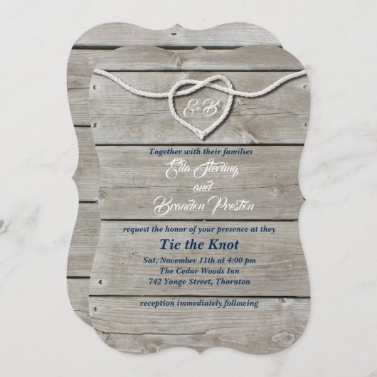 Nautisch Monogram bruiloft uitnodiging (Voorkant / Achterkant)