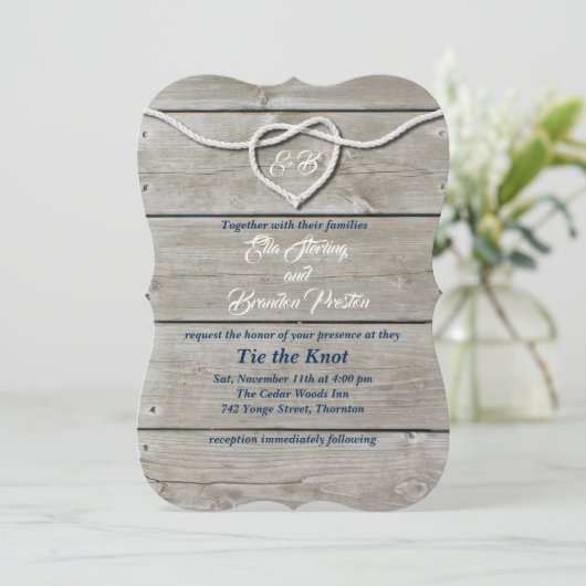 Nautisch Monogram bruiloft uitnodiging (Staand voorkant)