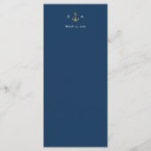 Nautisch Monogram Goud en Blauw Huwelijk Menu (Achterkant)